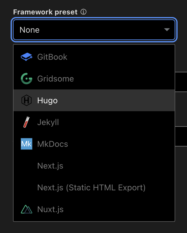 Hugo Framework preset